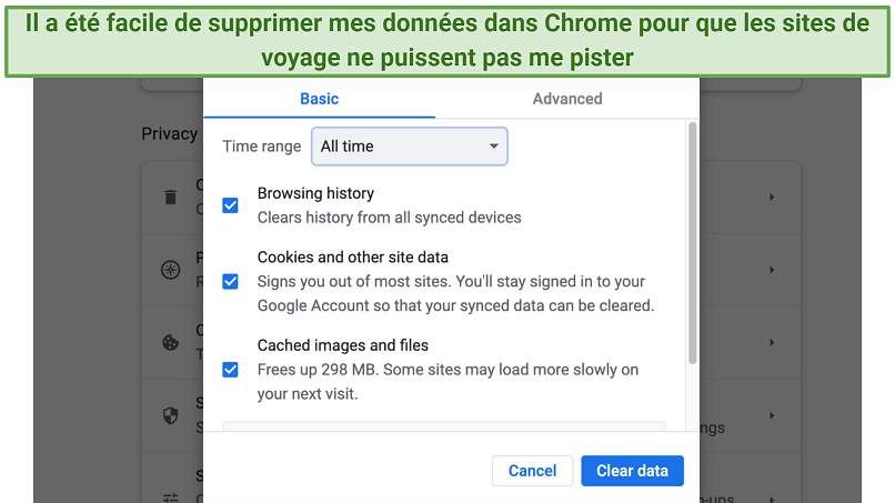 Screenshot showing how to clear your cookies on a web browser