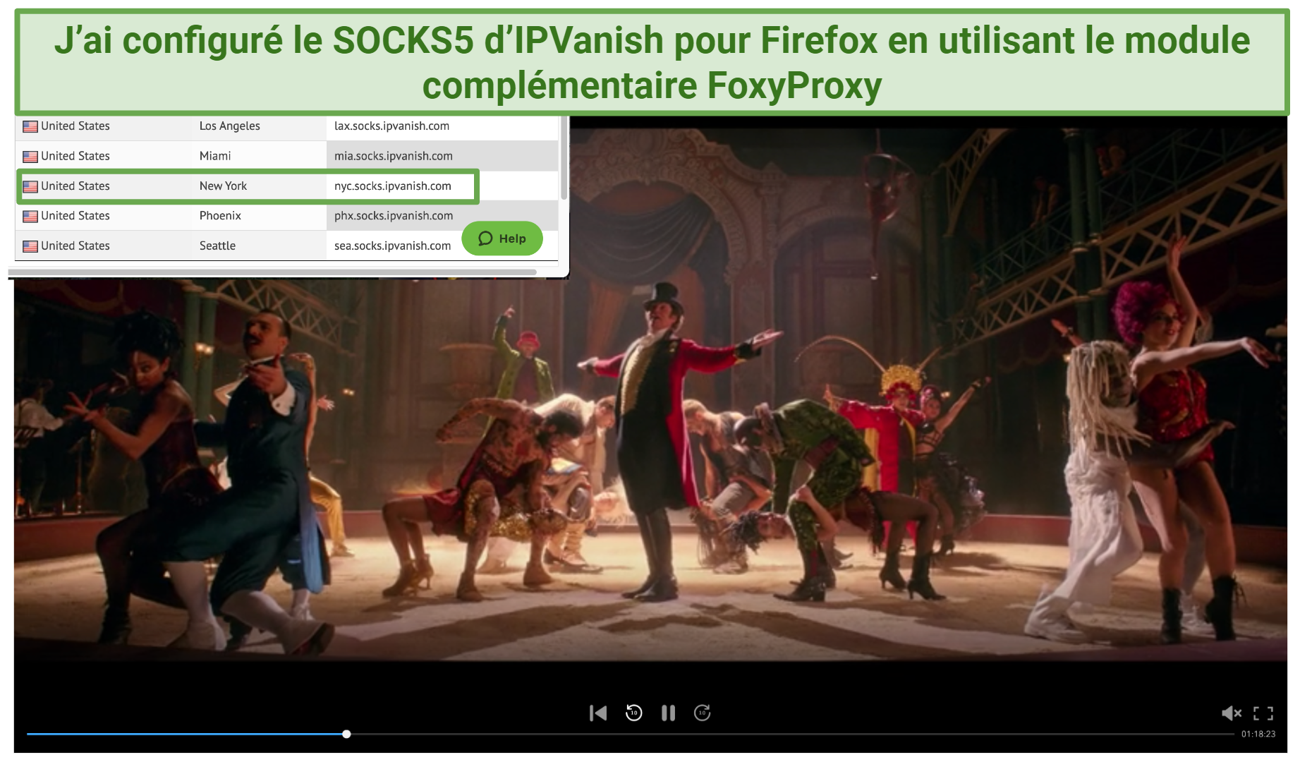 Screenshot showing how to access SOCKS5 login details from the IPVanish website to stream movies