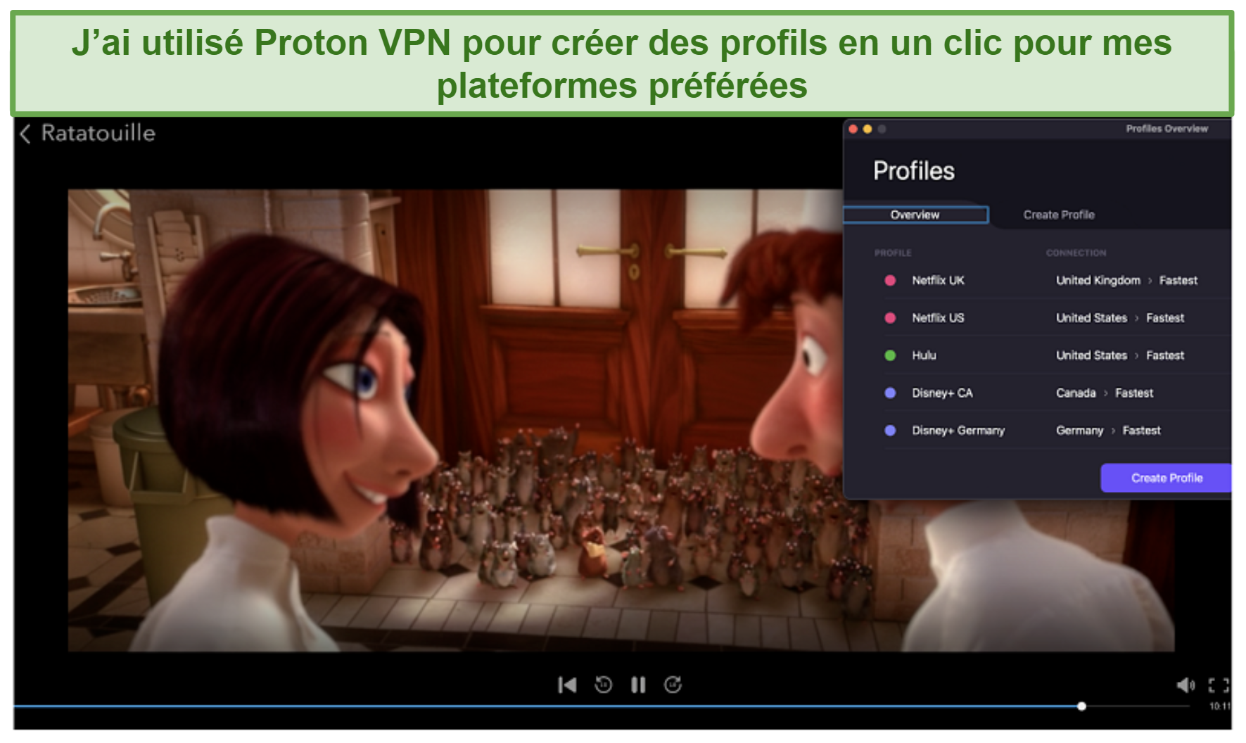 Using a customized profile to watch Disney+ Canada with Proton VPN