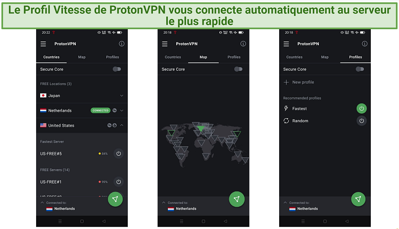 screenshot showing ProtonVPN's user interface