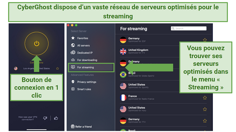 Screenshot of CyberGhost's servers