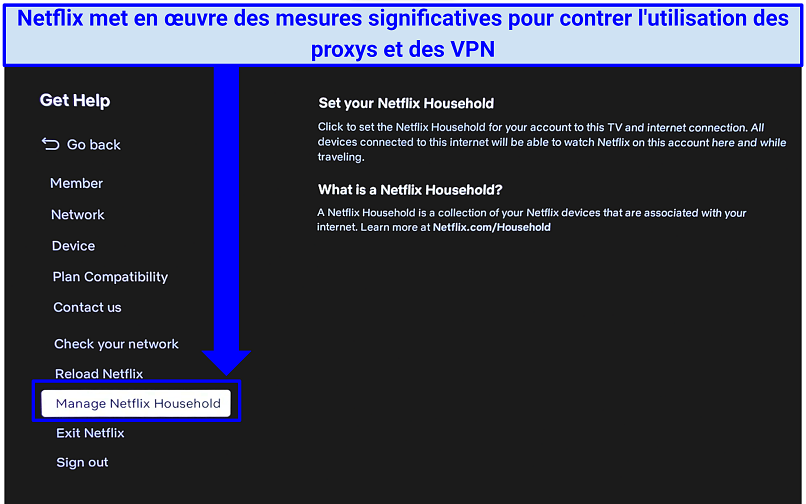 Capture d'écran montrant comment changer votre adresse de domicile Netflix sur l'application smart TV