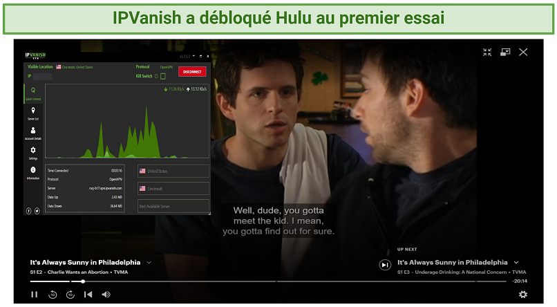 Screenshot of a show streaming on Hulu