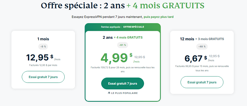 Screenshot of ExpressVPN's deal