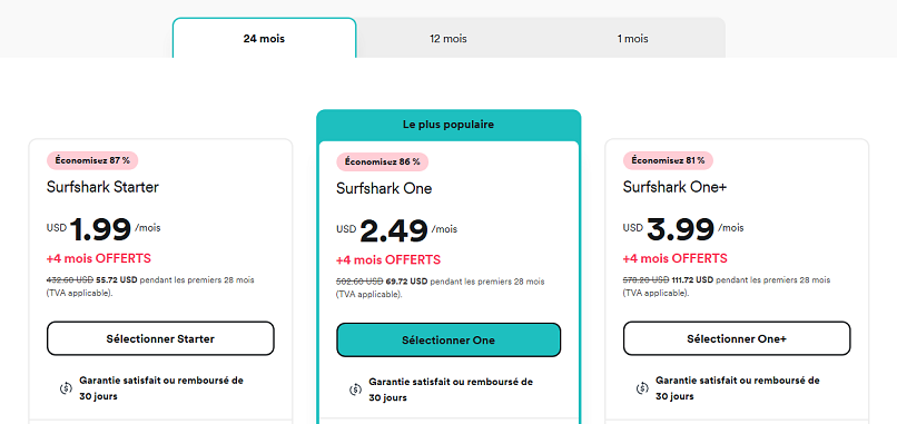 Screenshot of Surfshark's deal