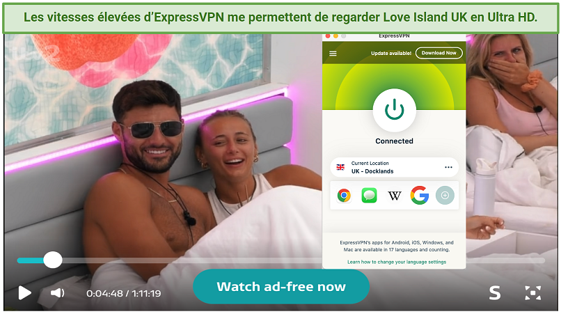 Graphic showing ExpressVPN with ITVX