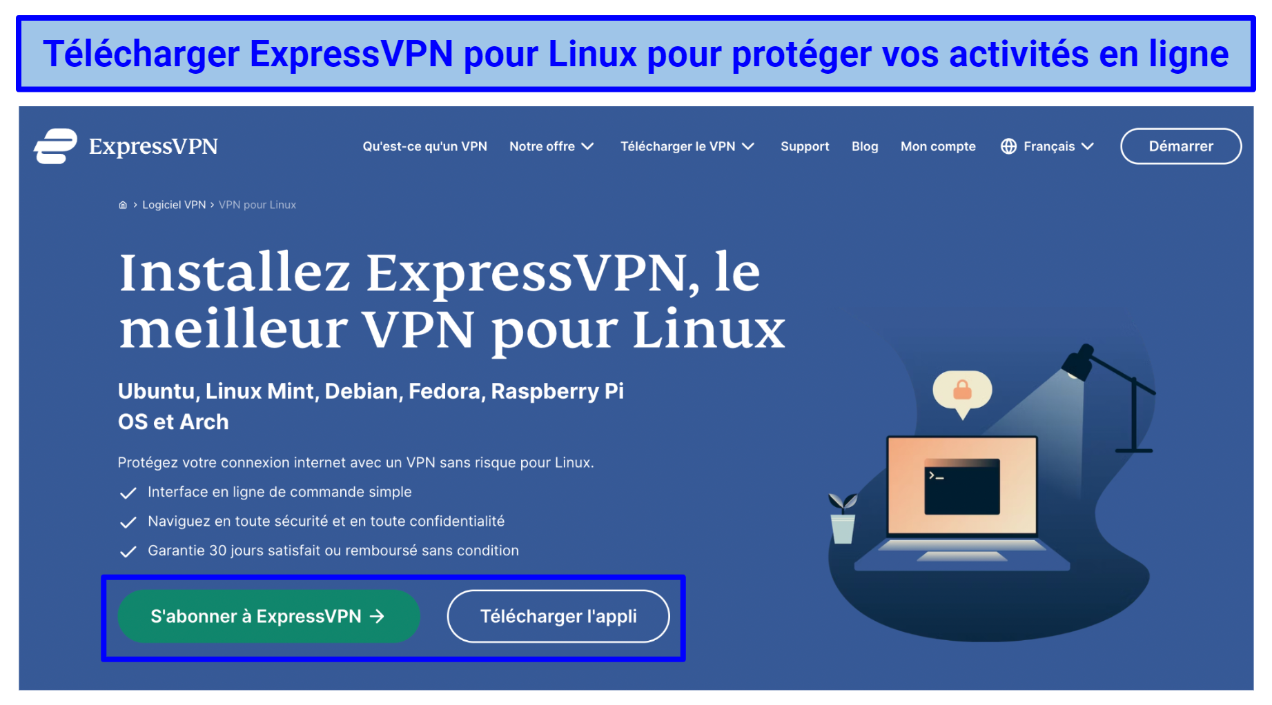 Screenshot of the ExpressVPN for Linux download page