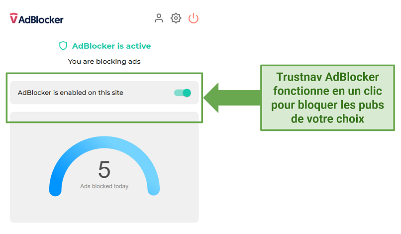 Screenshot of Trustnav AdBlocker's Chrome UI