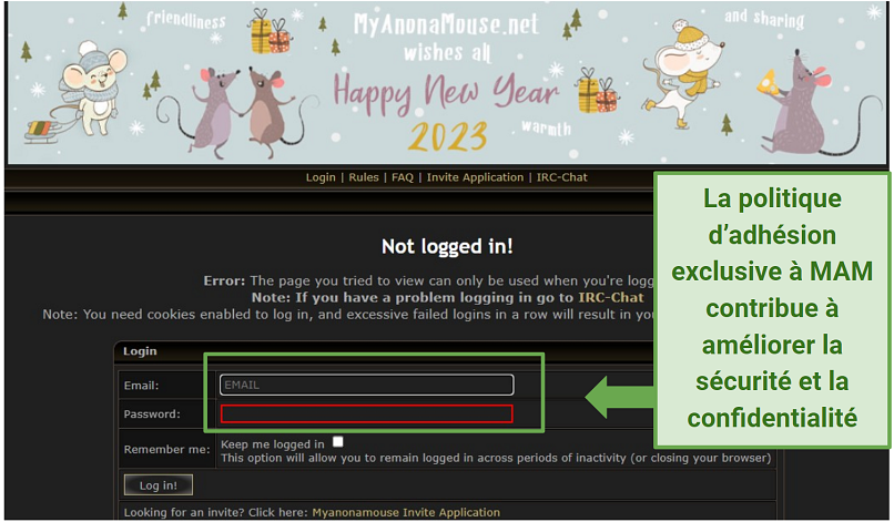 A screenshot of MyAnonaMouse homepage