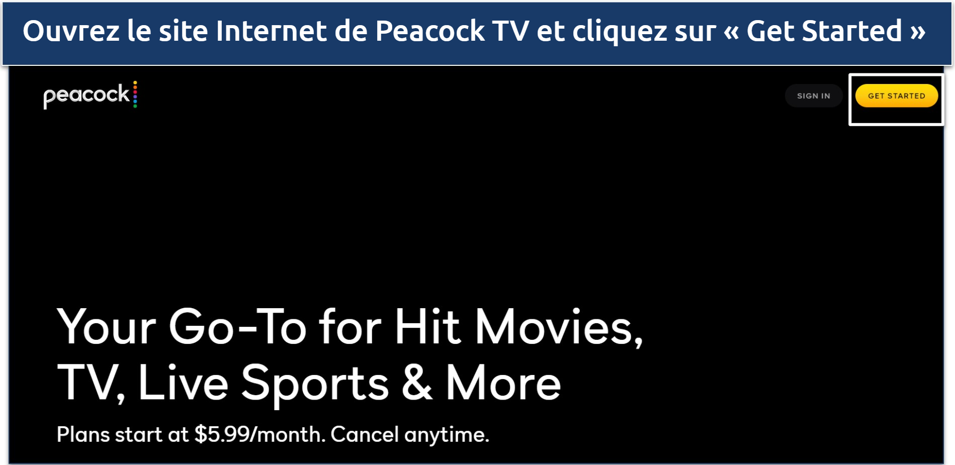 Screenshots of Peacock TV homepage on its website