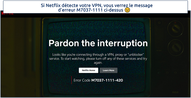 Screenshot showing the Netflix proxy error code M7037-1111-420