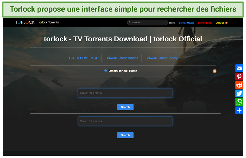 Capture d'écran du site Torlock