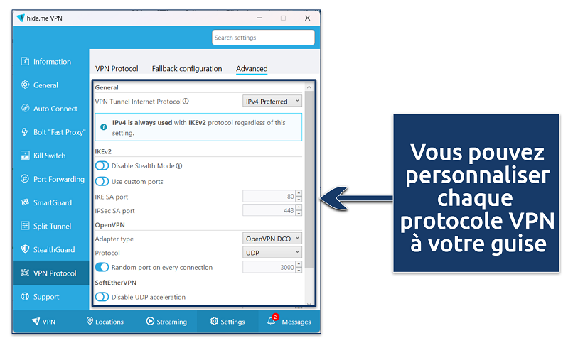 Capture d’écran montrant comment optimiser un VPN pour Windows