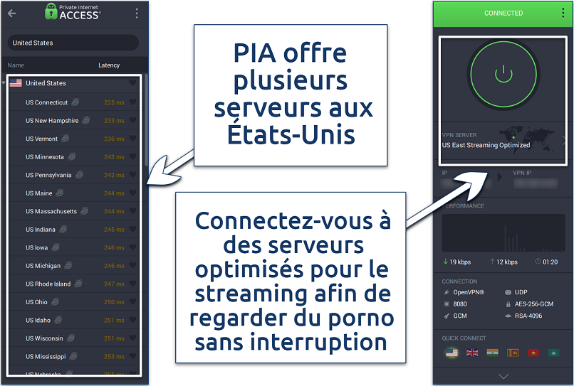 Capture d’écran de l’application mobile de PIA