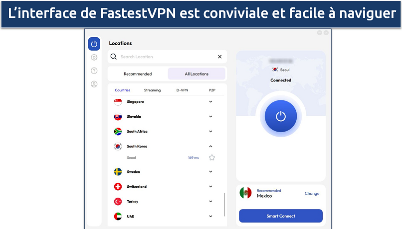 Screenshot of FastestVPN's Windows app highlighting the server list 