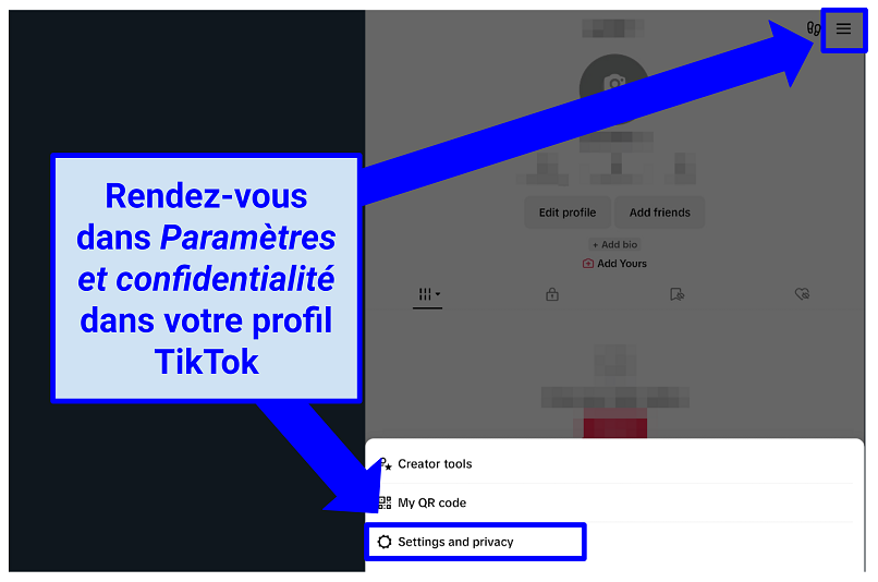 Screenshot of TikTok mobile app settings