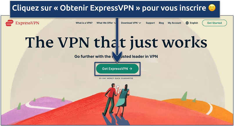 Capture d’écran montrant comment s’inscrire à ExpressVPN