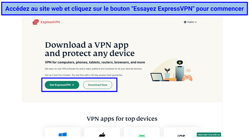 screenshot of ExpressVPN's sign up page