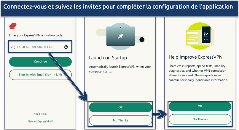 Capture d’écran de la configuration de l’application Windows d’ExpressVPN