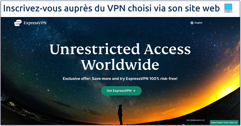 Capture d’écran du site web d’ExpressVPN