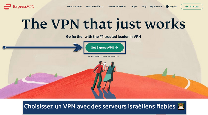 Capture d'écran montrant la page d'inscription sur le site d'ExpressVPN