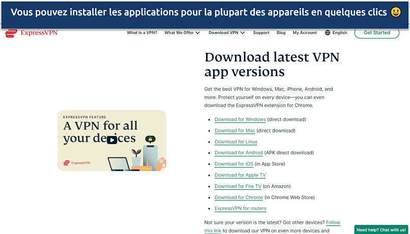Screenshot of ExpressVPN's download page