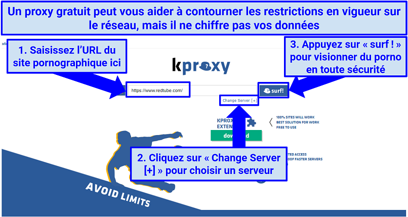 A screenshot showing how to bypass porn network blocks with a proxy