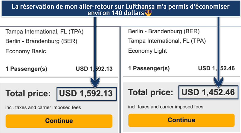 Screenshot showing the potential savings of booking 