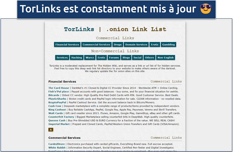 Image displaying the landing page of torlinks