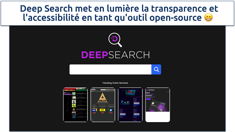 Screenshot of the Deep Search search engine