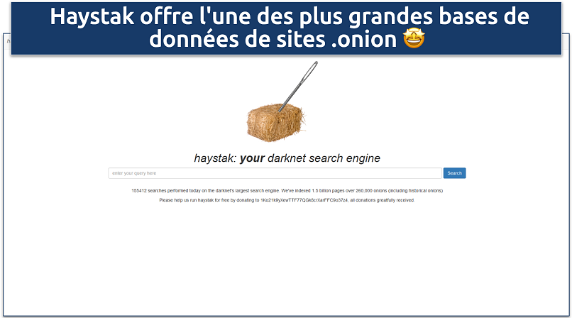  Screenshot of the Haystack search engine