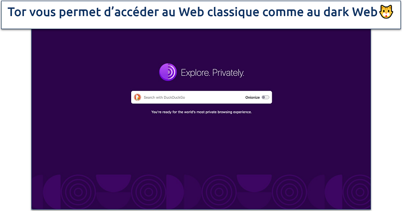 Screenshot of the Tor Browser homepage