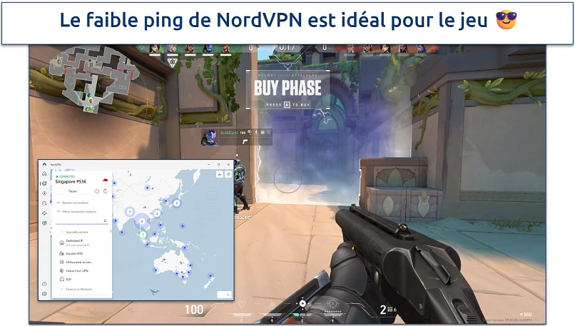 Capture d’écran du jeu Valorant avec NordVPN connecté