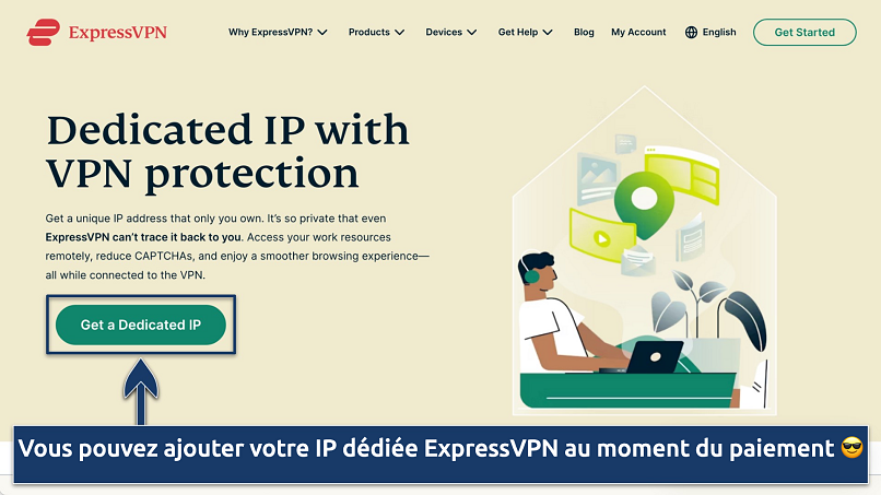 Capture d’écran montrant l’option d’IP dédiée sur la page de paiement ExpressVPN